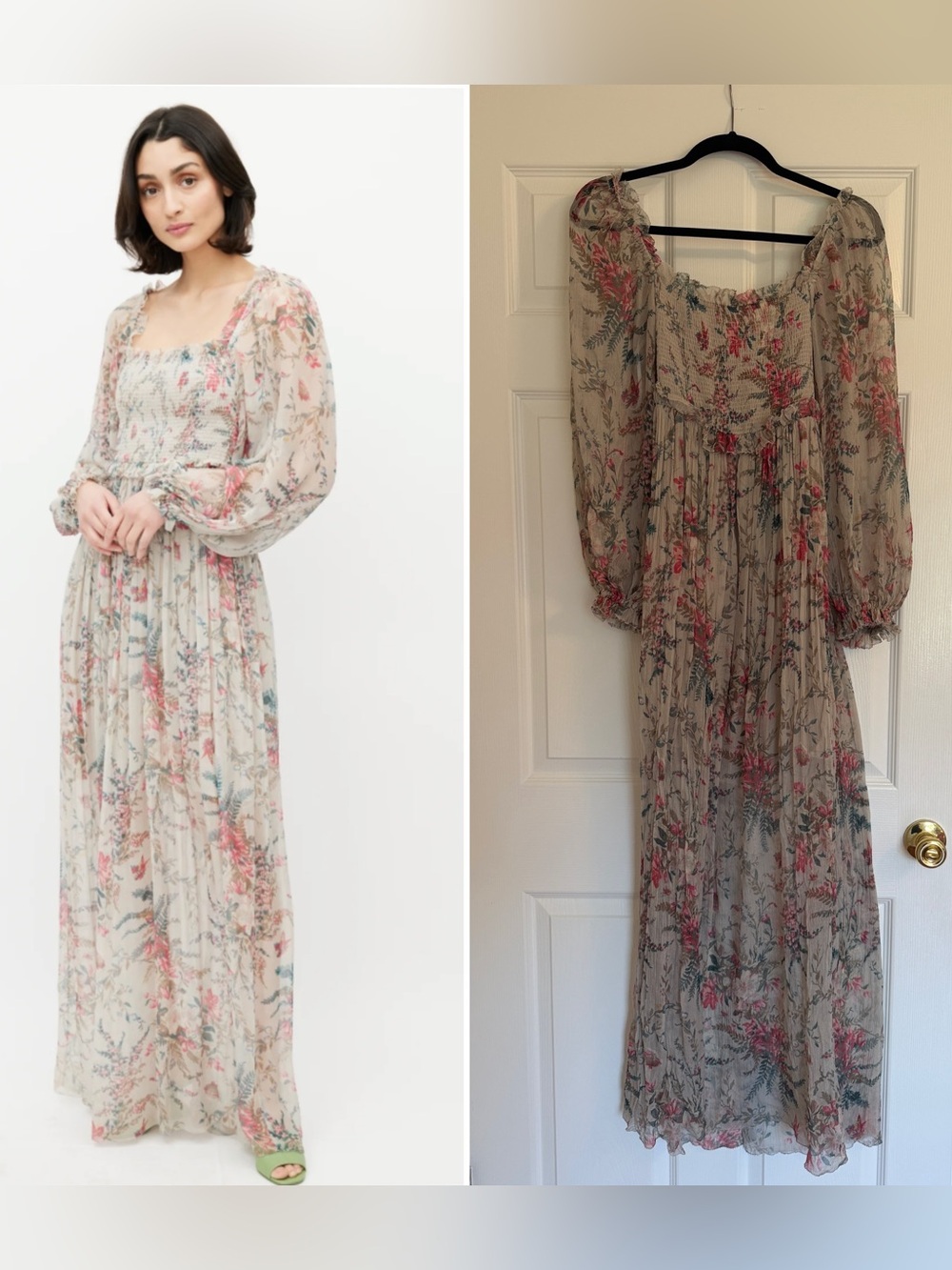 Zimmerman Bayou Silk Maxi Dress in grey and pink floral